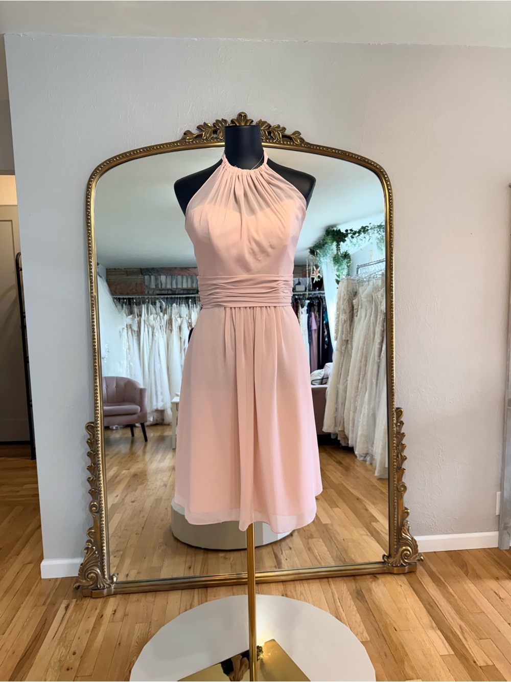 Elegant Halter Neck Pink Dress